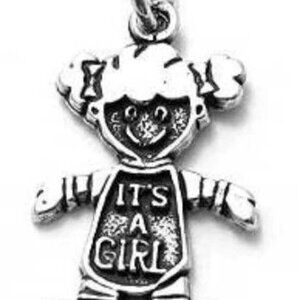 "IT'S A GIRL" ONESIE CHARM IN STERLING SILVER